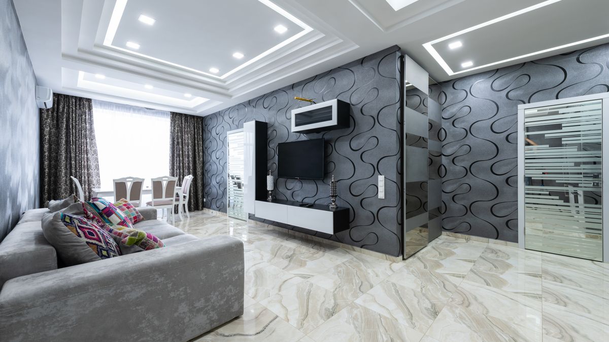 Salón moderno acondicionado para alojamiento, fotografía ilustrativa